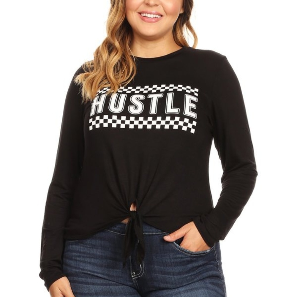 Plus Size HUSTLE Graphic in Fitted Style - Picture 1 of 2